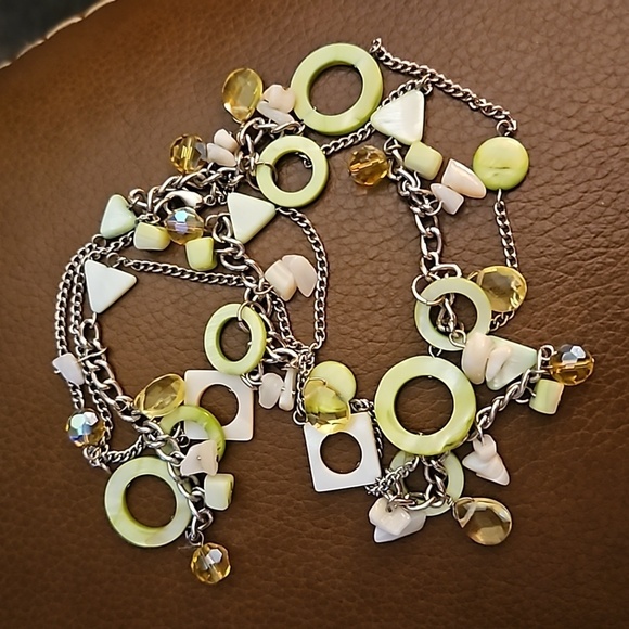 Vintage 1990s Geometric Shell Beaded Long Chain Sweater Necklace - Picture 4 of 7